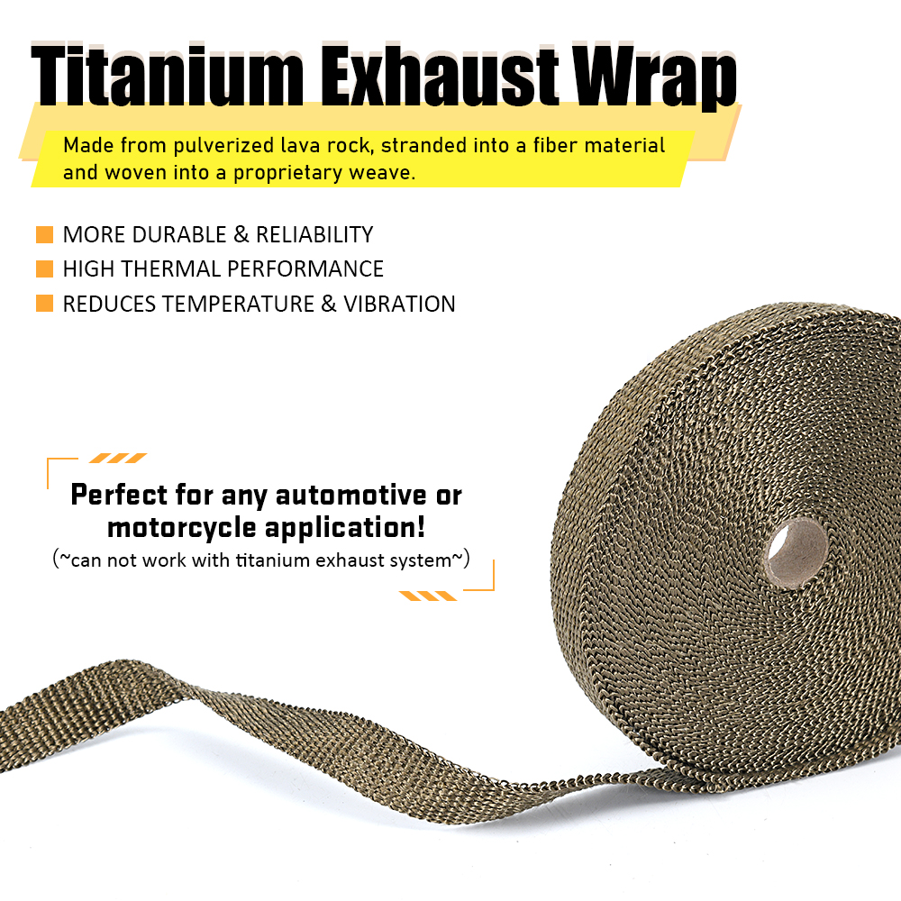 High Quality Fiberglass 1M 5M  - Exhaust Wrap Titanium recension och pris