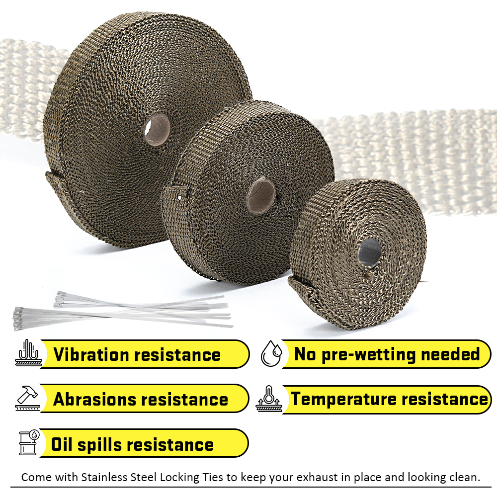 High Quality Fiberglass 1M 5M  - Exhaust Wrap Titanium recension och pris