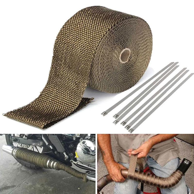 NEW*5M  Titanium/Black Exhaust - Exhaust Wrap Titanium recension och pris